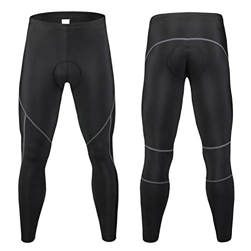 JEPOZRA Pantalones de Ciclismo de Invierno para Hombre, Largos con Acolchado de Gel 4D, para Bicicleta de montaña, Transpirables, de compresión, térmicos, Pantalones Deportivos (Negro, XXL)