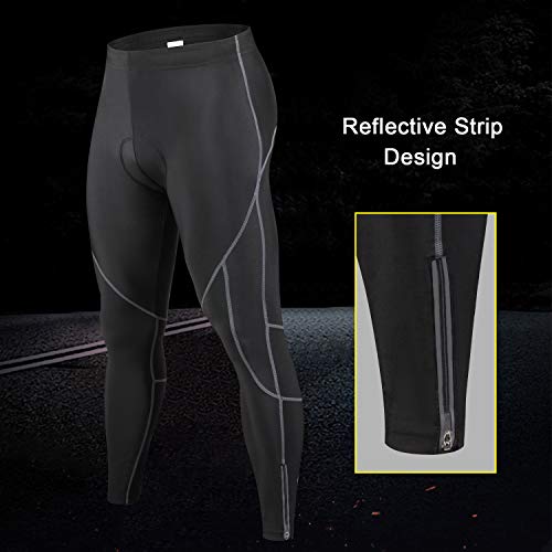 JEPOZRA Pantalones de Ciclismo de Invierno para Hombre, Largos con Acolchado de Gel 4D, para Bicicleta de montaña, Transpirables, de compresión, térmicos, Pantalones Deportivos (Negro, XXL)