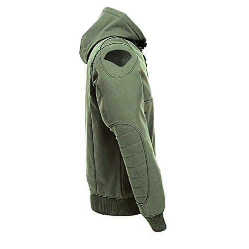 Jet Chaqueta Moto Capucha Hoodie Verano con Armadura Soft Shell (L (EU 50-52), Verde Oliva)