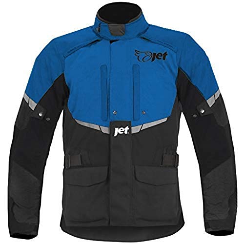 JET Chaqueta Moto Hombre Textil Impermeable con Armadura Tourer (S (EU 46-48), Azul)