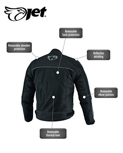 JET Chaqueta Moto Hombre Verano con Armadura Malla Air Flow COLT (Negro, L (EU 50-52))