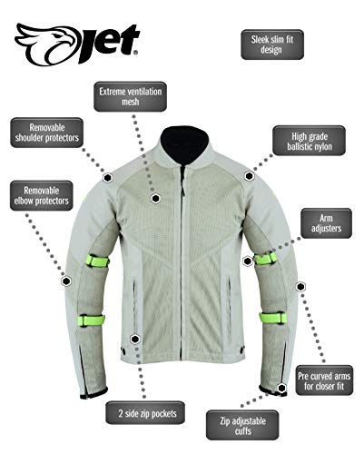 JET Chaqueta Moto Hombre Verano con Armadura Malla Air Flow Neyo (M (EU 48-50), Plata)