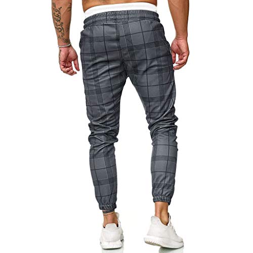 JiaMeng Pantalones Chino Slim Fit Casual para Hombre Pantalones Deportivos Largos e Informales Pantalones a Cuadros de Corte Ajustado Pantalones de chándal para Correr