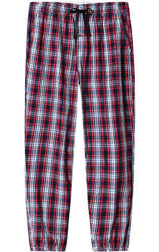 JINSHI Pantalones Pijamas Largos Algodón a Cuadros Hombre Casual Pantalones de Casa con Bolsillos 3 Pack Talla S