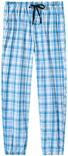 JINSHI Pantalones Pijamas Largos Algodón a Cuadros Hombre Casual Pantalones de Casa con Bolsillos 3 Pack Talla XXL