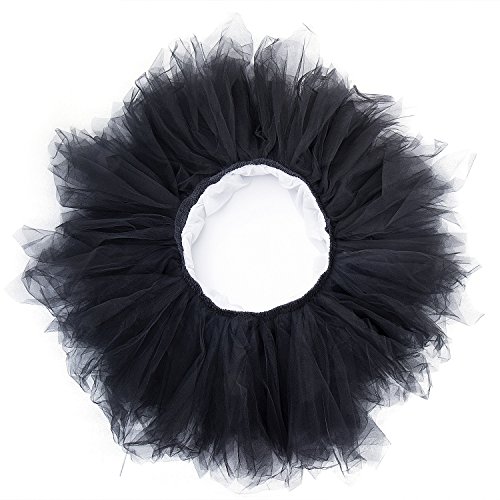 Joeyer Mujer Faldas de Tulle Adultos Mini Falda de Ballet Skirt Princesas Tutú de Tul para Baile Disfraces Fotografía Fiesta Despedida (Black)