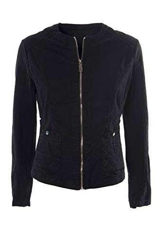 JOPHY & CO. Chaqueta corta de mujer 100% algodón con bolsillos, cremallera, sin cuello (cód. 33120) Negro S