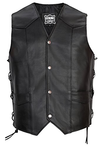 Juicy Trendz Hombre Chaleco de Cuero para Chaqueta Motocicleta Biker Moto Leather Waistcoat