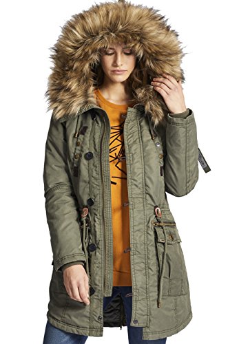 Khujo Halle Abrigo de Invierno Parka para Mujer Verde Oliva S