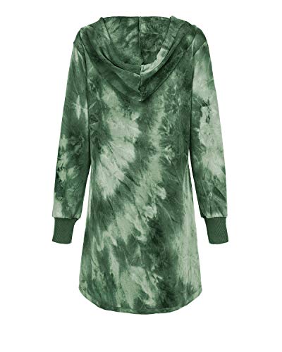 Kidsform Sudadera con Capucha para Mujer Sudadera con Capucha de Otoño Invierno Sudadera con Bolsillo Hoodie Cárdigans Mujer Sudadera Larga Mujer F-i Verde 2XL