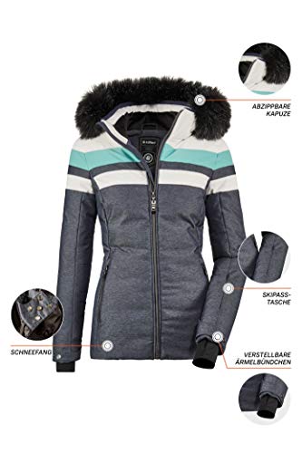 Killtec Chaqueta Atka Wmn acolchada de esquí Jckt D para mujer, con capucha desmontable y paranieves., Mujer, Chaqueta de plumón con capucha desmontable para la nieve, 35689-000, Blanco, 42