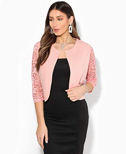 KRISP Bolero Mujer Fiesta Tallas Grandes Torera Chaqueta Corta Boda Elegante Barata Noche Vestir Manga, (Rosa (9330), LXL), 9330-PNK-LXL