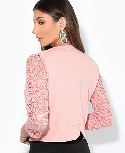 KRISP Bolero Mujer Fiesta Tallas Grandes Torera Chaqueta Corta Boda Elegante Barata Noche Vestir Manga, (Rosa (9330), LXL), 9330-PNK-LXL