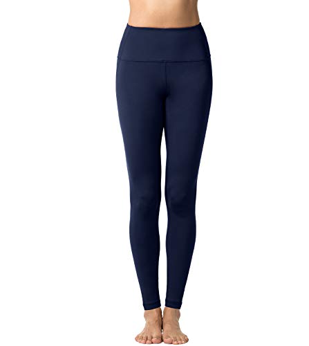 LAPASA Pantalón Deportivo de Mujer Cintura Alta Malla para Running Yoga y Ejercicio. L01 (2.Azul Marino/Navy, L/40-41 (Cintura 81-89, Cadera 96-103 cm))