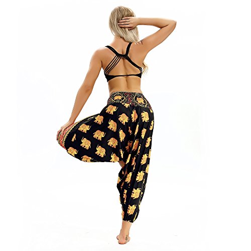 LATH.PIN - Pantalones Harem para mujer, estilo bohemio, de turca, anchos, étnicos, estampado de tallas fuertes para Pilates, yoga, baile, playa, etc. Stile 6 Talla única