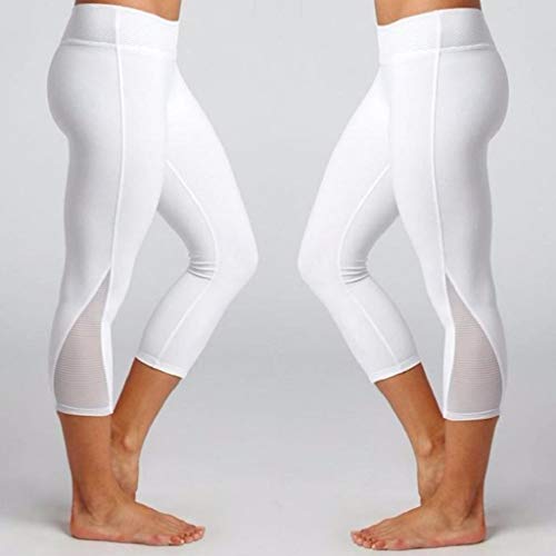 Leggings Mujer Fitness 2020 SHOBDW Leggings Deporte Mujer Gym Running Slim Tight Yoga Athletic Pantalones Leggins Mujer Fitness Transparencia Pantalones Chandal Mujer Baratos(Blanco,M)