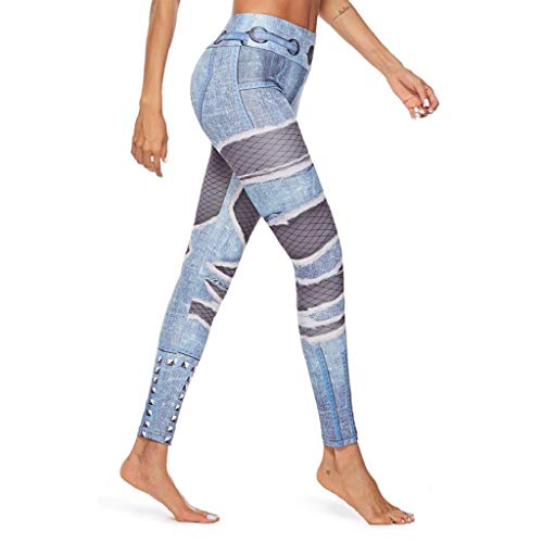 Leggings Mujer Fitness 2020 SHOBDW Leggings Vaqueros Mujer Rallados Estampados Leggings Fitness Sport Gym Yoga Athletic Pant Pantalones Chandal Mujer Baratos(Azul,XL)