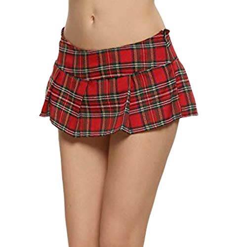 Lenfesh Falda Cuadros Escoceses para Mujer Falda Corto Colegiala Sexy Vestido Fiesta de Mujer