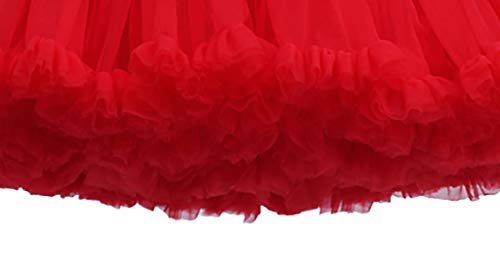 Lenfesh Mujeres Cancan Rockabilly 50s Retro Enaguas Faldas Baile de Ballet Tutu Faldas Color sólido con Lazo