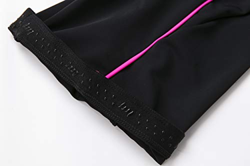 Letook Pantalones Ciclismo Mujer Cortos, Pantalon Corto de Bicicleta Gel Acolchado Profesional Verano Primavera Línea Rosa XL