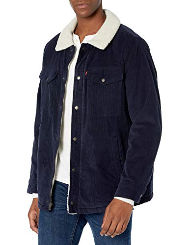 Levi's Men's Corduroy Sherpa Lined Trucker Jacket, Navy, Small