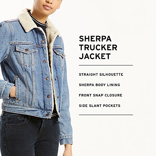 Levi's Women's Original Sherpa Trucker Jackets, Divided Blue, X-Large