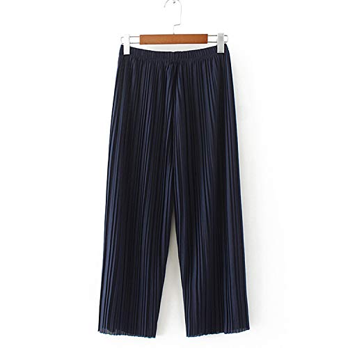 Libella Mujeres Tallas Grandes Llanura Abocinado Palazzo Anchos Pierna Pantalones Pantalones Holgados para Mujer Azul Oscuro