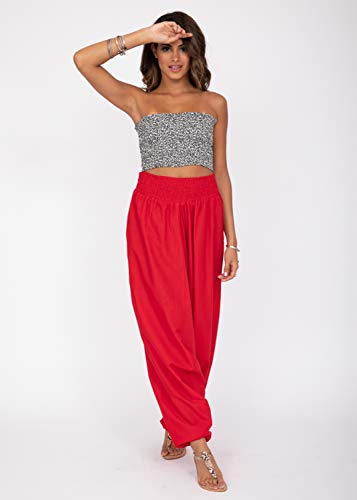 likemary Mono Largo Bandeau o pantalón Afgano de algodón 2 en 1 Rojo