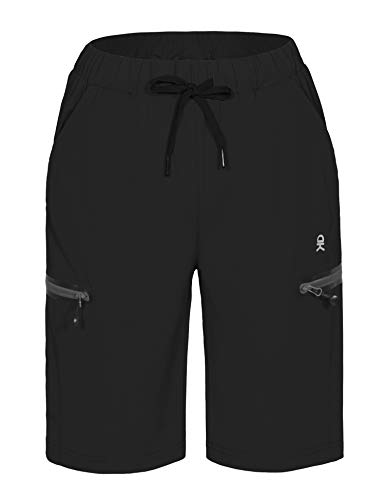 Little Donkey Andy Bermudas ultraligeras de secado rápido para mujer, con cordón y cremallera, bolsillo para senderismo, viajes, entrenamiento - lda455bk04, pantalones cortos de ciclismo, L, Negro