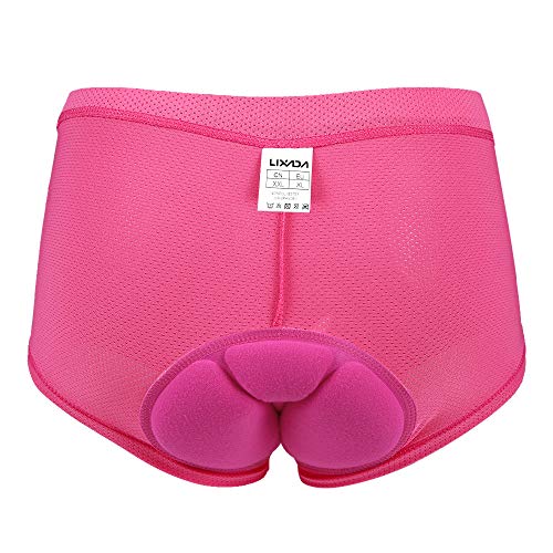 Lixada Ciclismo Ropa Interior Pantalones Cortos Deportivos de Las Mujeres Gel 3D Acolchada para Ciclismo al Aire Libre (Rojo, XL(CN)=L(EU))