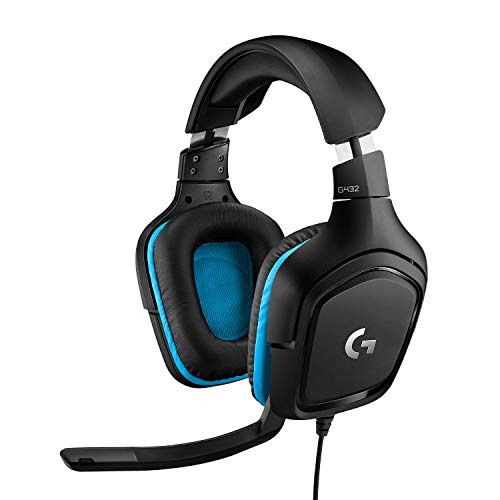 Logitech G432 Auriculares Gaming con Cable, Sonido 7.1 Surround, DTS Headphone:X 2.0, Transductores 50mm, USB y Jack Audio 3,5mm, Microfóno Volteable, Peso Ligero, PC/Mac/Xbox One/PS4/Switch - Negro