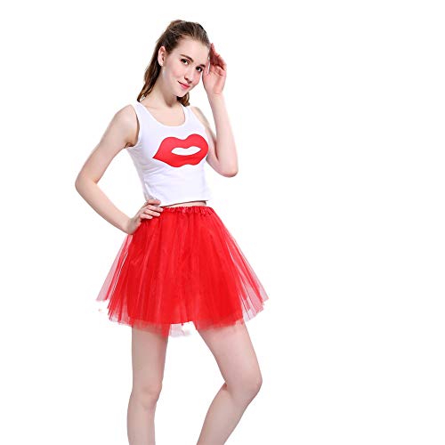 LOOHAOC Tutu Falda de Mujer Falda de Tul 50's Short Ballet 4 Capas Accesorios Falda Tul Princesa de Vestimenta de Baile Niñas para Vestirse Disfraces Danza