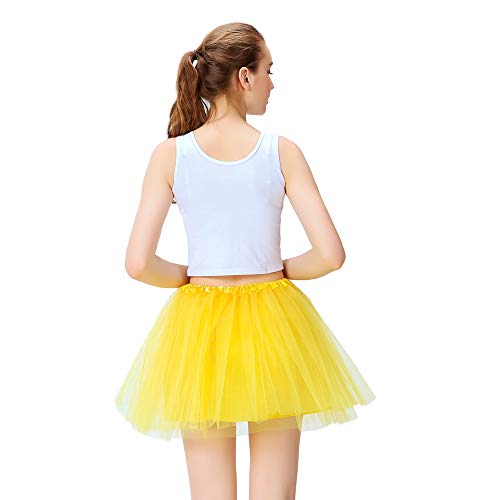 LOOHAOC Tutu Falda de Mujer Falda de Tul 50's Short Ballet 4 Capas Accesorios Falda Tul Princesa de Vestimenta de Baile Niñas para Vestirse Disfraces Danza