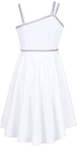 Los Niños De Ballet Niña Vestido Ballet De Clásico con Falda Asimétrica Maillots Vestido Latino De La Danza Gimnasia Turnazug Gr 104164 (Color : Blanco, One Size : 140)