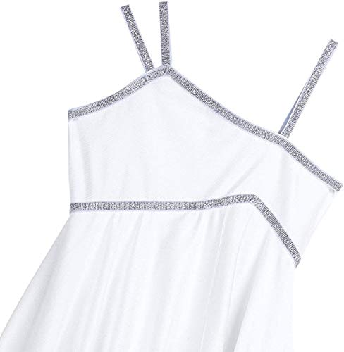 Los Niños De Ballet Niña Vestido De Ballet con Mode Básicos Falda Asimétrica Maillots Vestido Latino De La Danza Gimnasia Turnazug Gr 104164 (Color : Blanco, One Size : 140)