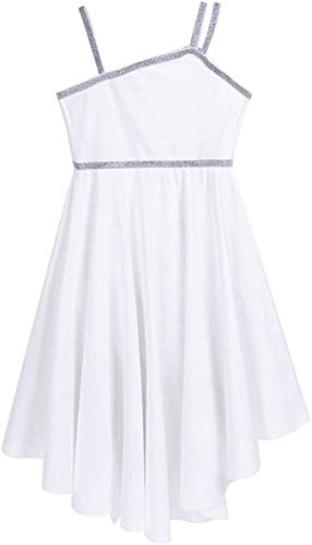 Los Niños De Ballet Niña Vestido De Ballet con Mode Básicos Falda Asimétrica Maillots Vestido Latino De La Danza Gimnasia Turnazug Gr 104164 (Color : Blanco, One Size : 140)