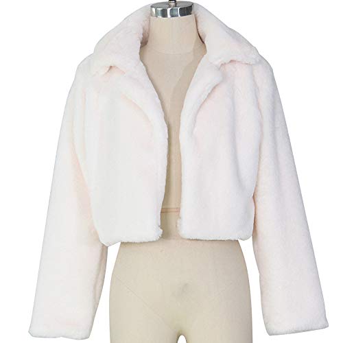 Luckycat Moda Mujer Abrigo Fluffy Fleece Turn-Down Collar de Piel sintética Top Corto Abrigo Suelto