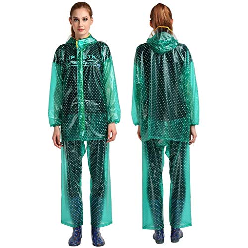 LULUDP Chubasqueros Ropa Impermeable Transparente PVC Mujer Split Dot Impermeable Impermeable Conjunto, Montar al Aire Libre Poncho Impermeable a Prueba de Viento Traje de Lluvia