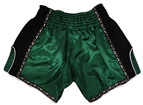 Lumpinee pantalones cortos retro originales de Muay Thai para lucha de Kick Boxing LUMRTO-010 - Verde - Medium