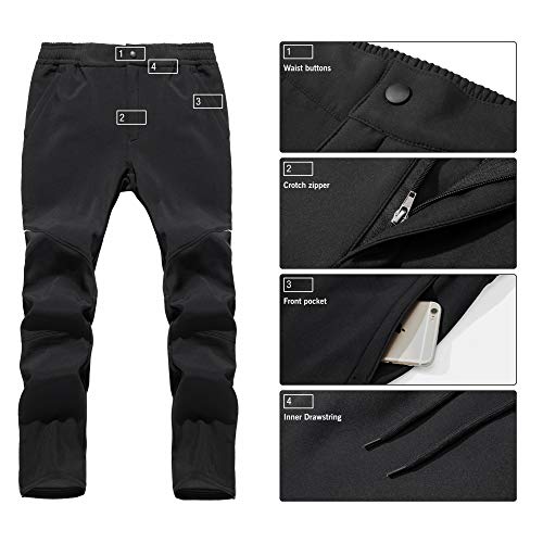 LY4U Hombres Pantalones de Ciclismo Pantalones Fleece a Prueba de Viento Invierno Cálido Equitación Correr Senderismo Pantalones al Aire Libre