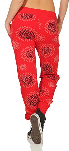 Malito 8027 - Pantalones de chándal para mujer con diseño estampado y tira de botones rojo Talla única