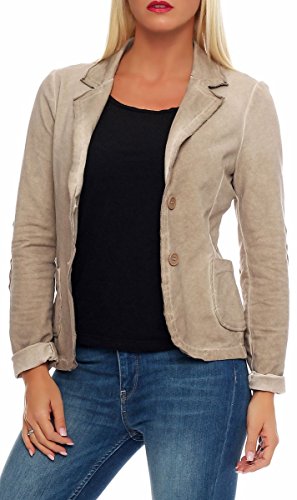 Malito Mujer Clásico Chaqueta Básico Blazer 1652 (M, Beige)