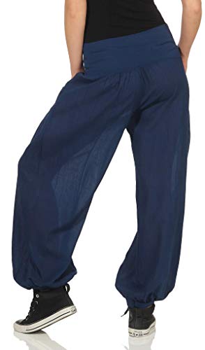 Malito Pantalones de Tela Pantalón Bombacho Ocio Deportes 17633 Mujer Talla Única (Adecuado de la Talla 36 hasta 44, Azul Oscuro)