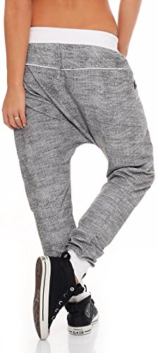 Malito Pantaloni Boyfriend en el „Tejer“ Design Baggy Aladin Bombacho Sudadera 7398 Mujer Talla Única (Blanco)