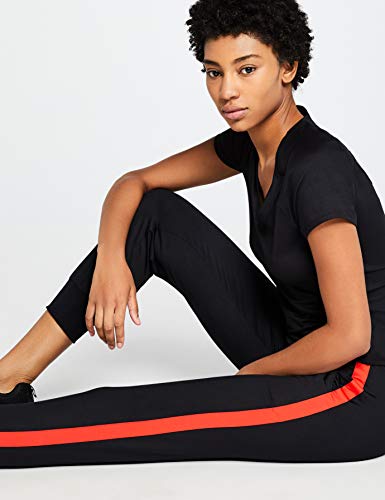 Marca Amazon - AURIQUE Pantalones de Deporte Mujer, Negro (Black/sport Red), 42, Label:L