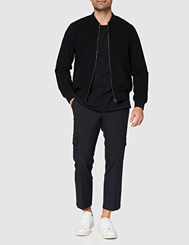 Marca Amazon - find. Cotton Canvas Chaqueta bomber para Hombre, Negro, L, Label: L