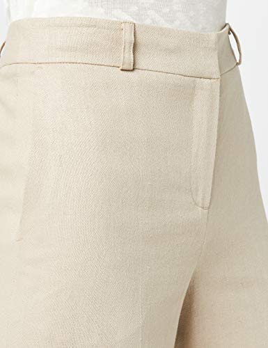 Marca Amazon - find. Pantalón Ancho de Lino Mujer, Beige (Stone), 40, Label: M