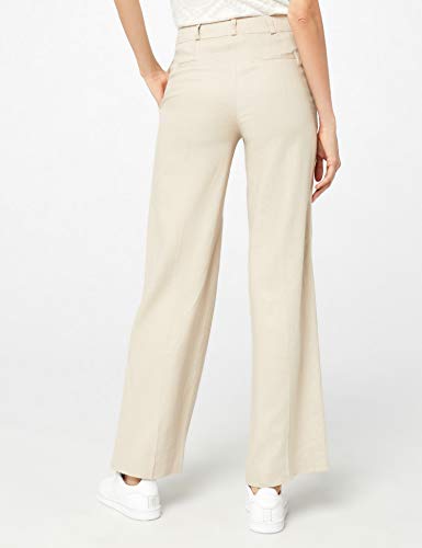 Marca Amazon - find. Pantalón Ancho de Lino Mujer, Beige (Stone), 46, Label: XXL