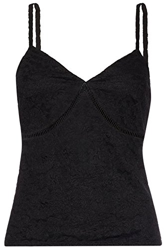 Marca Amazon - find. Top de Encaje de Tirantes para Mujer, Negro (Black), 40, Label: M