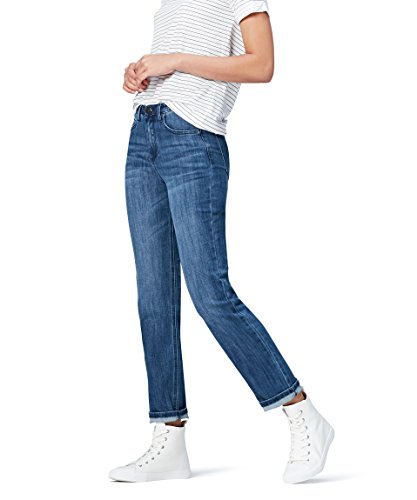 Marca Amazon - find.. Vaqueros Rectos de Tiro Medio Mujer, Azul (Mid Wash), 28W / 32L, Label: 28W / 32L